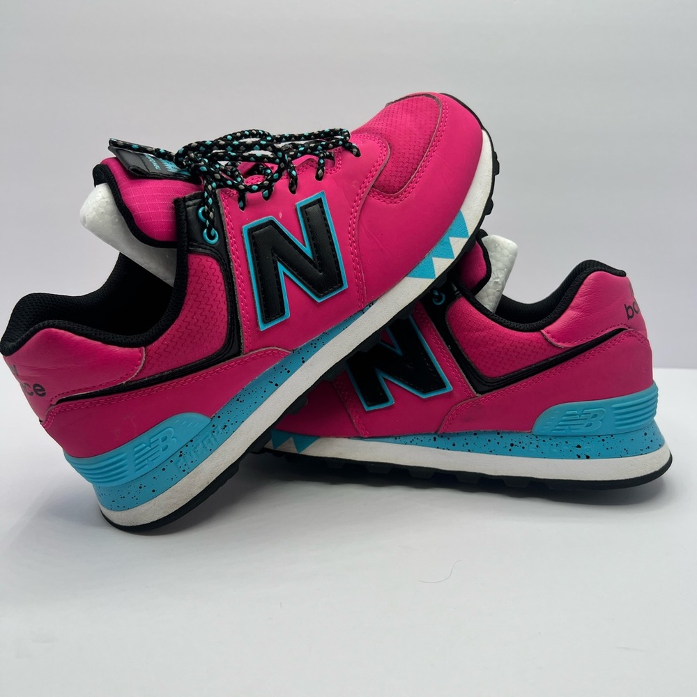 New Balance 574 WL574JOB Pink Teal Black Lifestyle Running Shoes Women’s Size 9